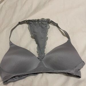 aerie Grayish Blue Lace-Back Racerback Bra